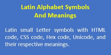 latin alphabet symbols html codes unicodes