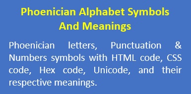 phoenician alphabet symbols html codes unicodes